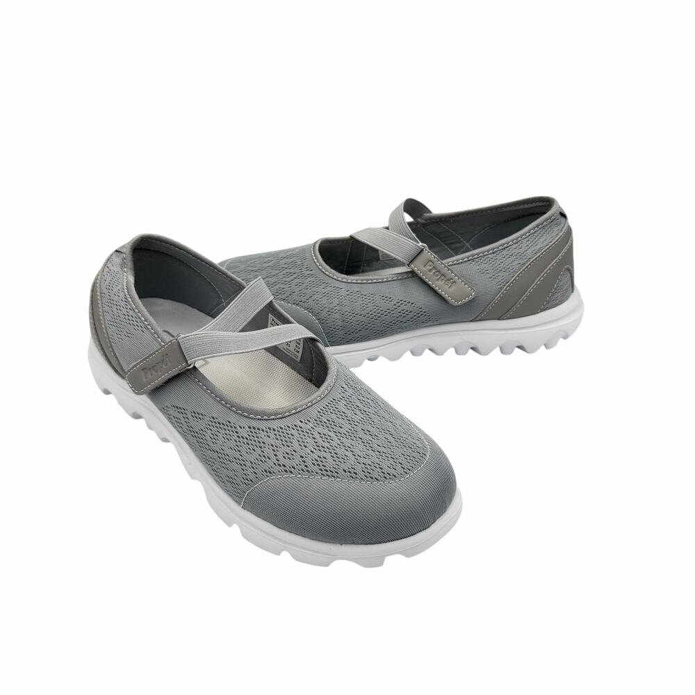 Propet Gray Travelactiv Mary Jane Strappy Supportive Mesh Womens Comfort Shoes